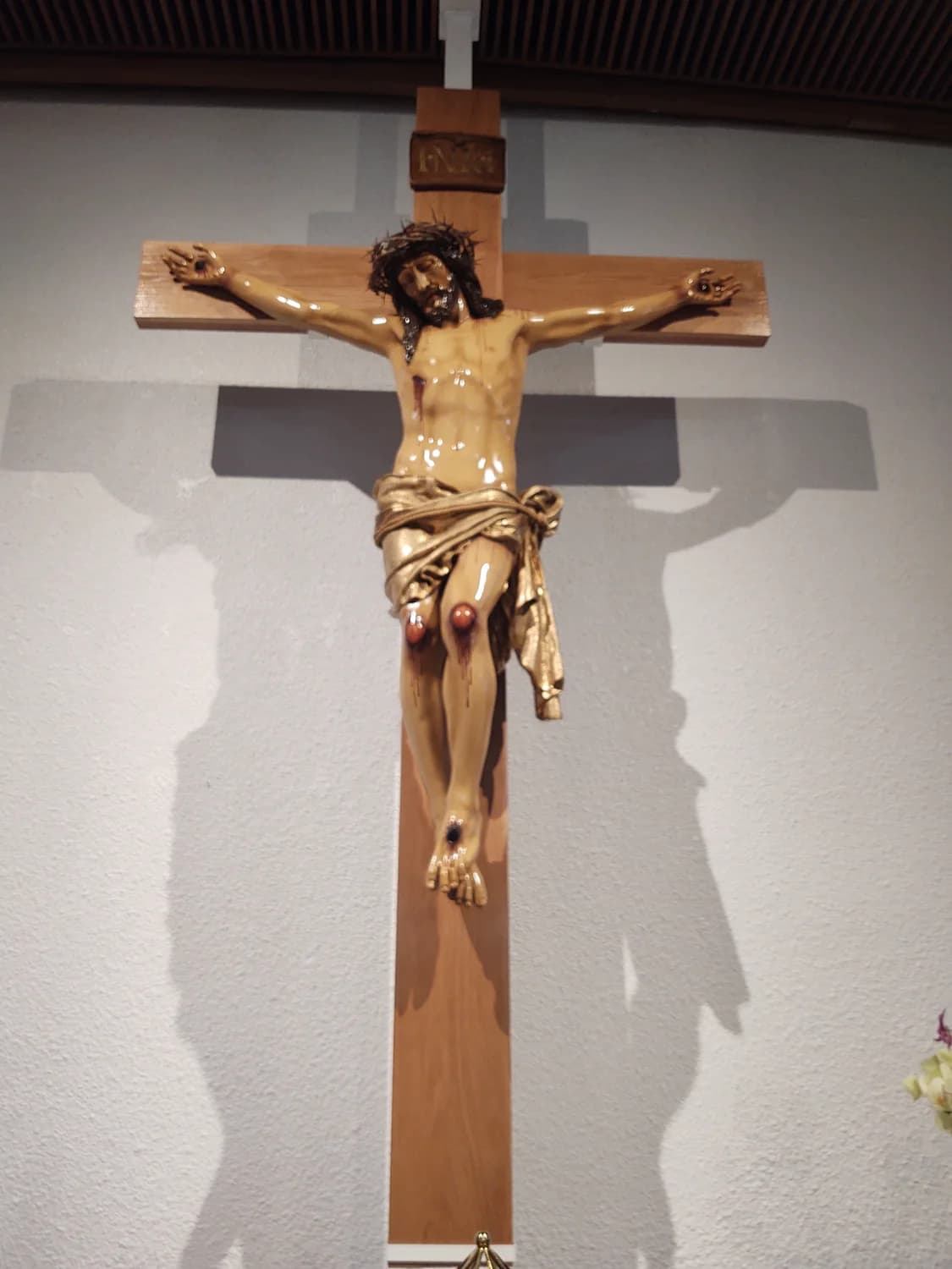 The crucifix inside St. Lawrence Catholic Church